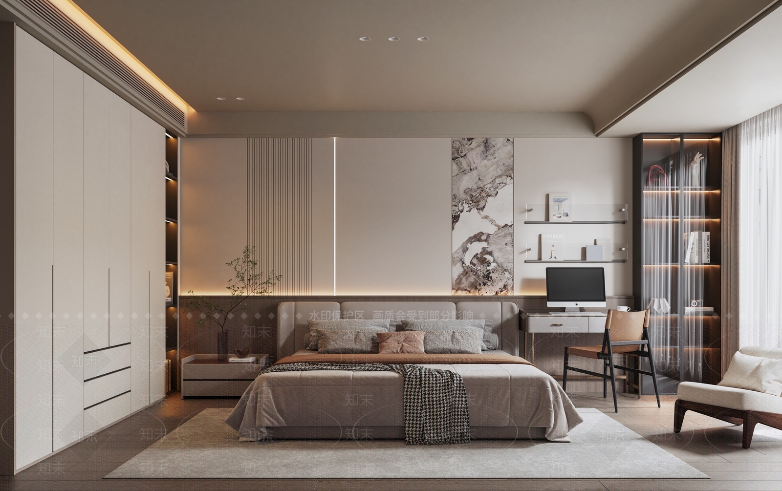 现代简约家居卧室3D模型下载【ID:1195976501】_知末3d模型网