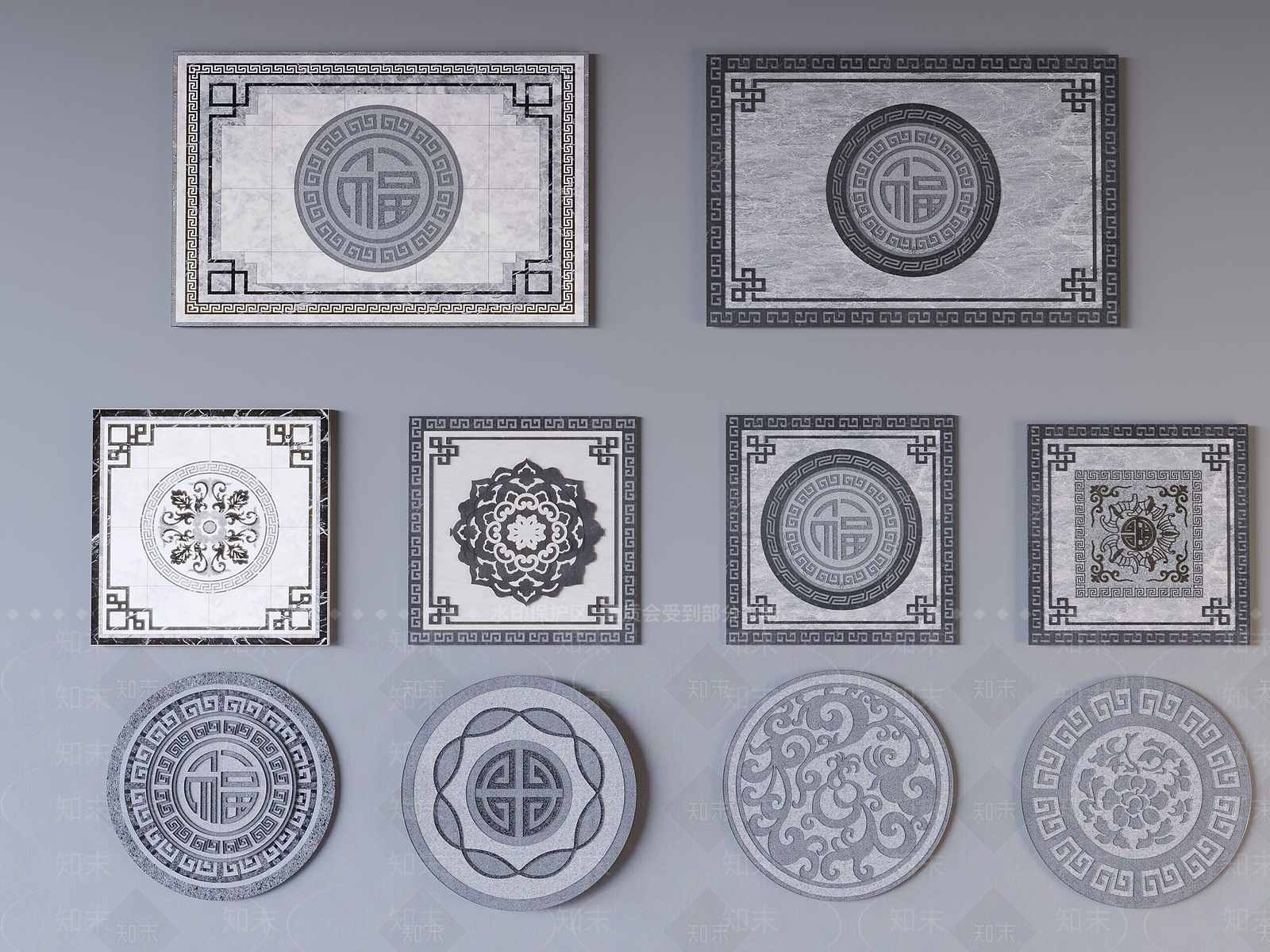 新中式中式地砖3D模型下载【ID:1195978043】