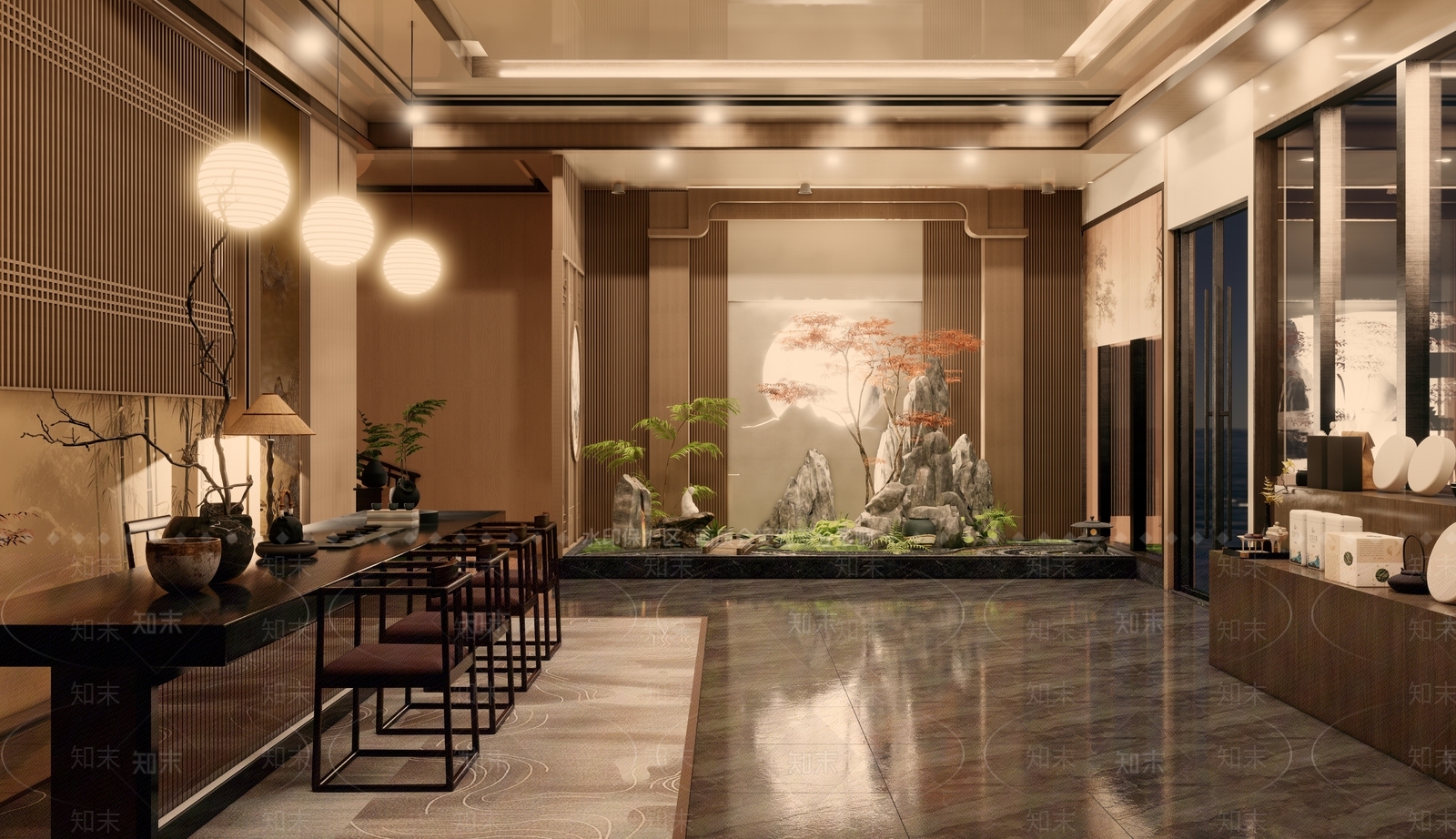 新中式中式茶馆SU模型下载【ID:1195983459】