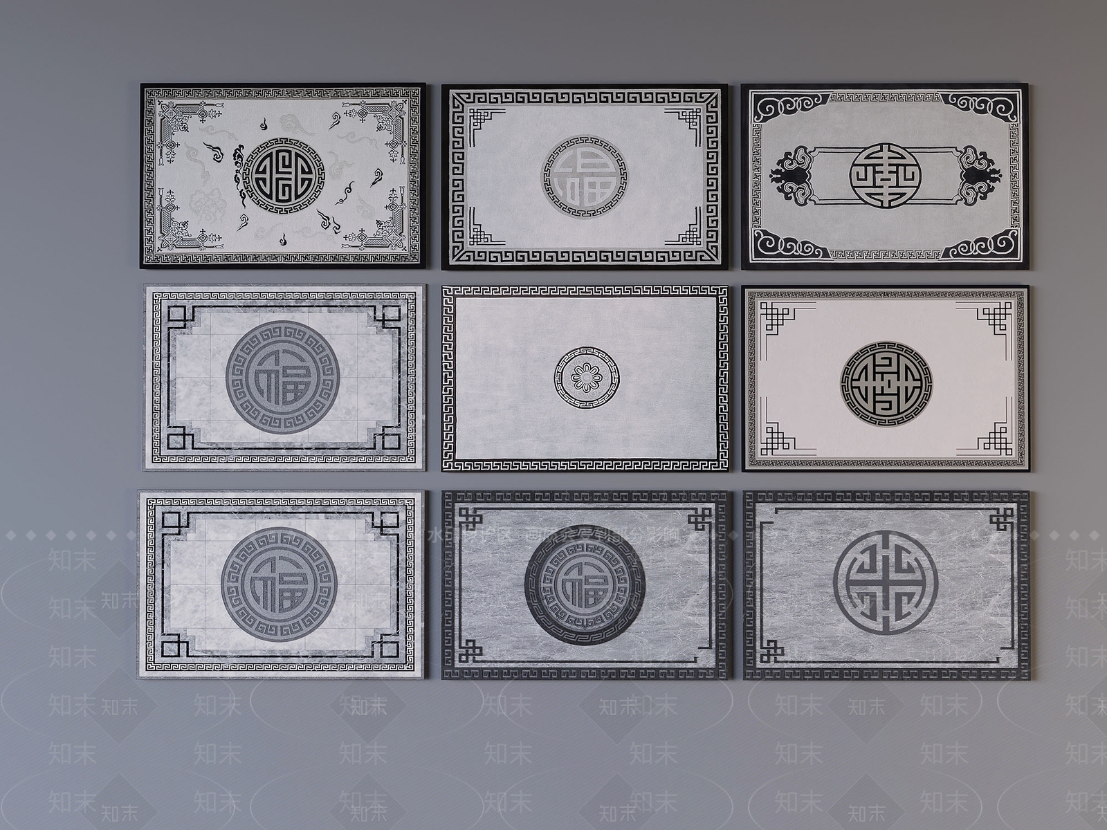 新中式中式地砖3D模型下载【ID:1195987426】