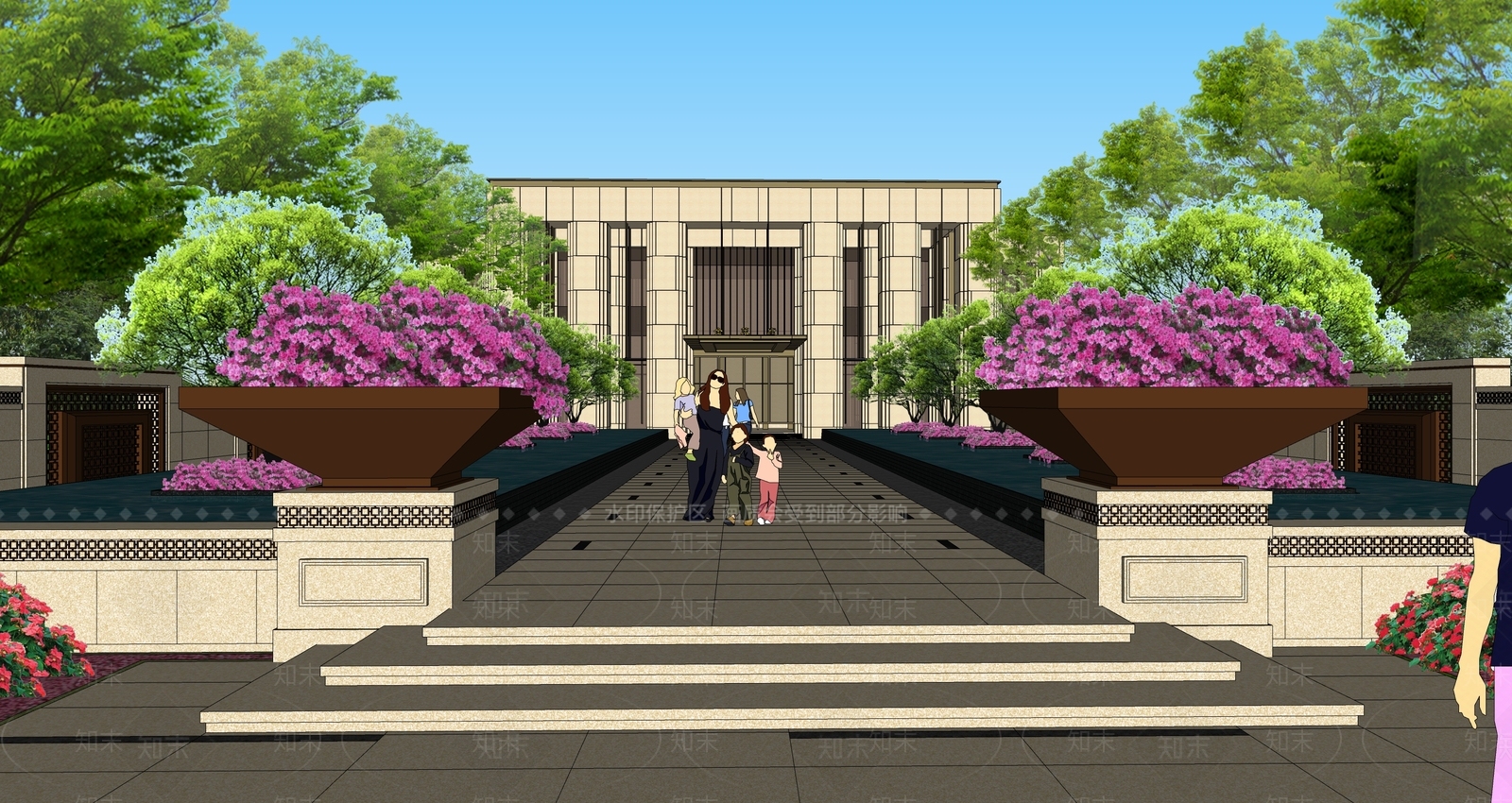 欧式售楼处建筑SU模型下载【ID:1196253433】