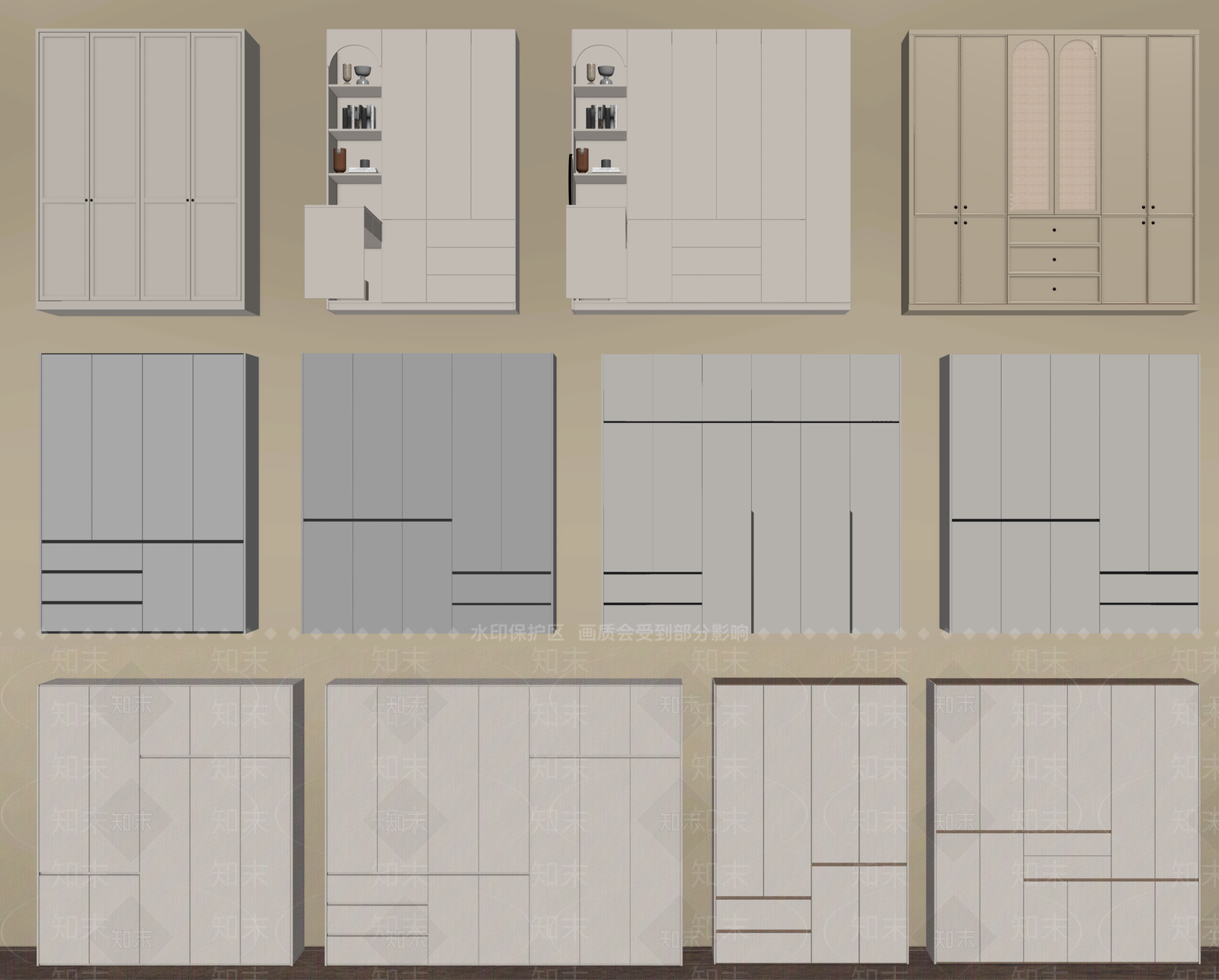 现代衣柜SU模型下载【ID:1195989176】