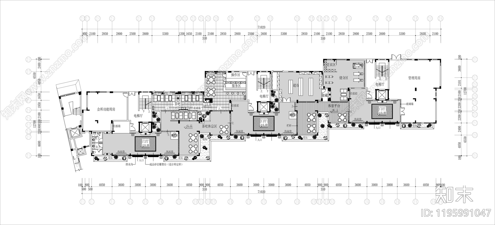 现代健身房cad施工图下载【ID:1195991047】