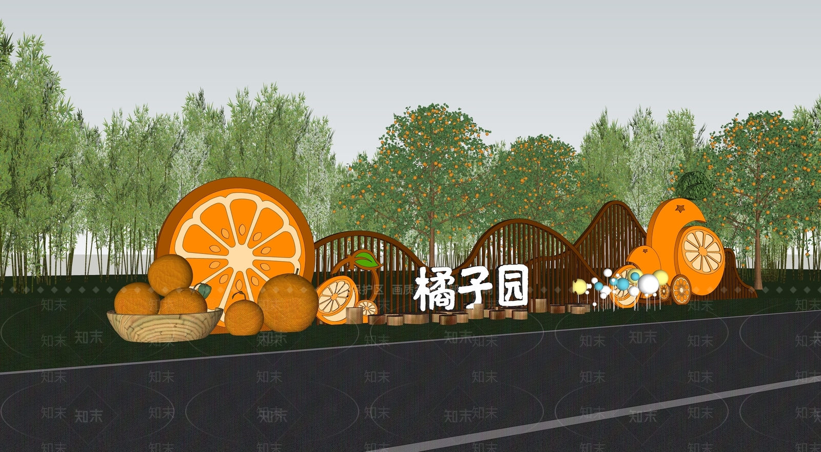 现代景墙SU模型草图