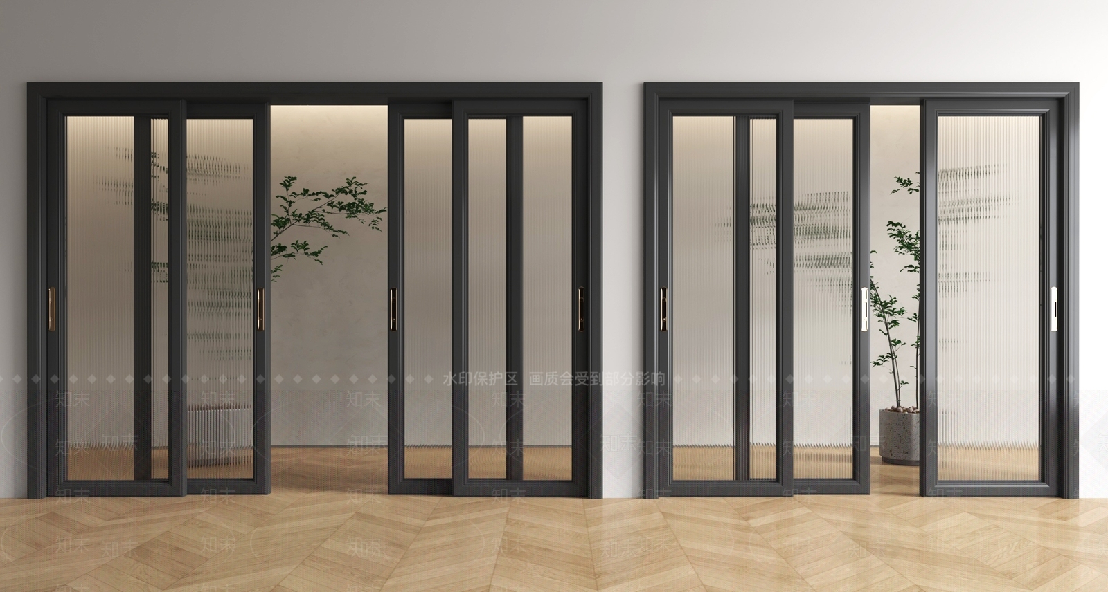 现代推拉门SU模型下载【ID:1195992246】