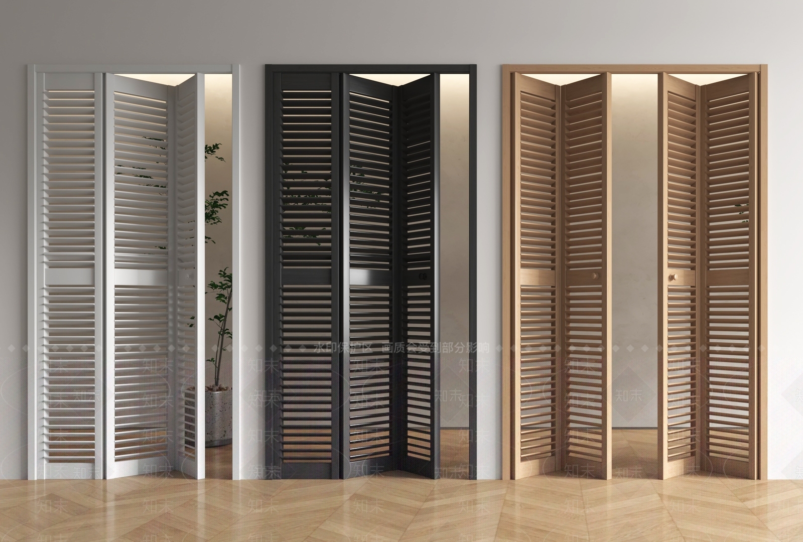 现代中古折叠门3D模型下载【ID:1195993420】