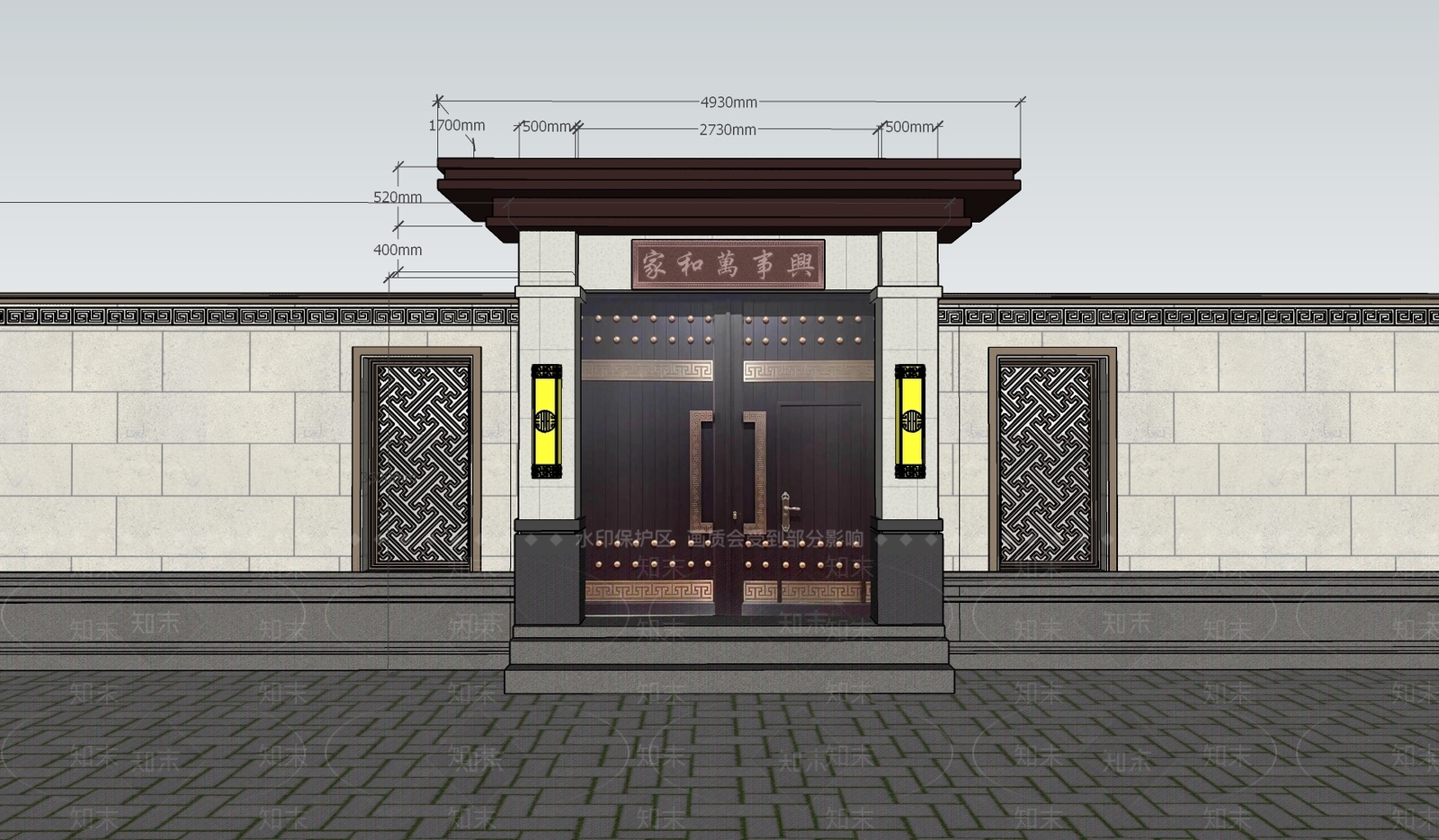 新中式别墅庭院SU模型下载【ID:1196004304】