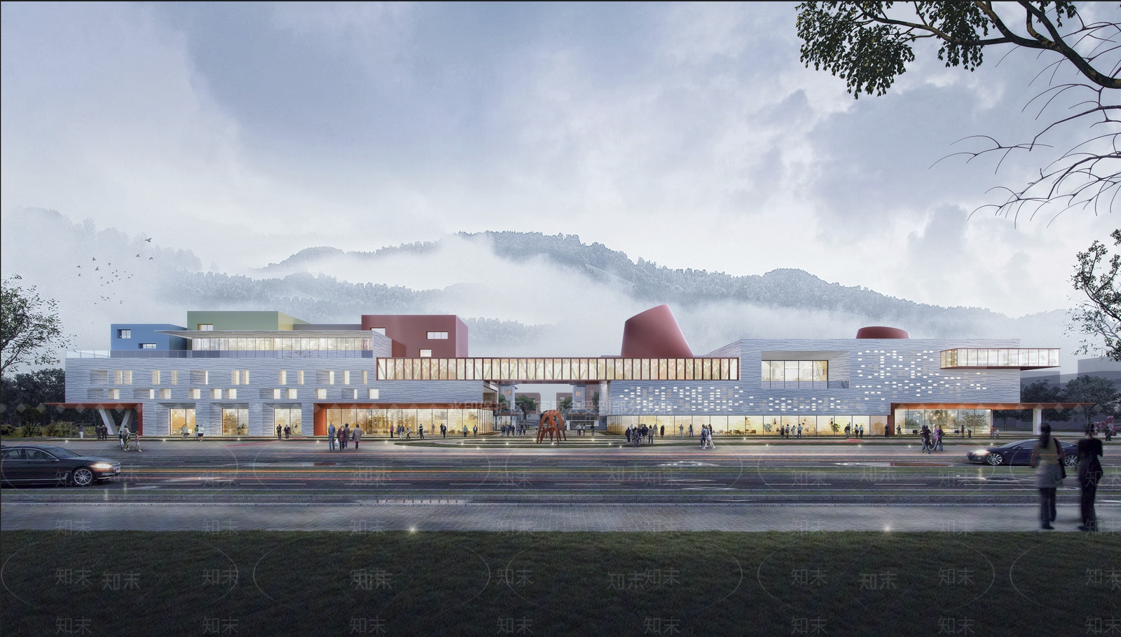 现代展览馆建筑SU模型下载【ID:1196005239】