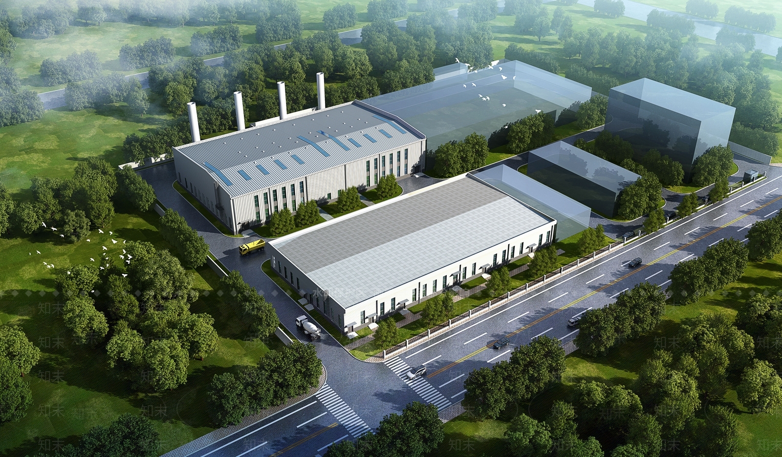 现代鸟瞰规划3D模型下载【ID:1196005423】