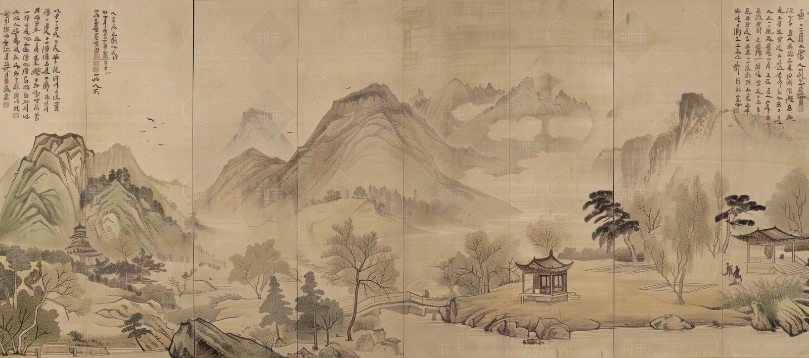 新中式中式山水画贴图下载【ID:1196006918】_【知末网贴图库】