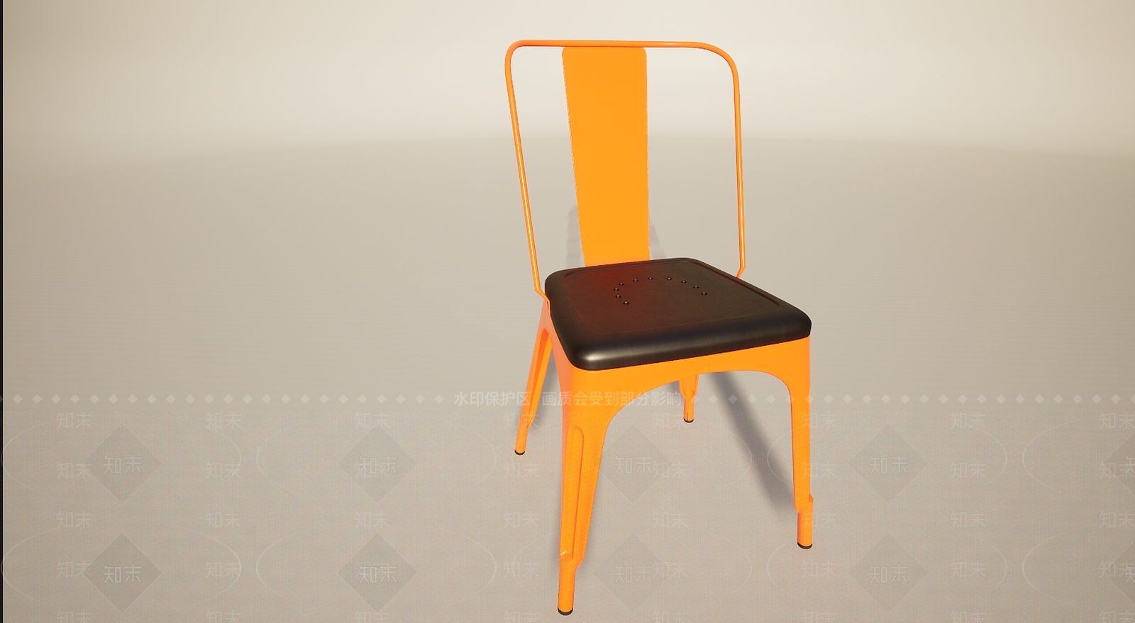 现代橙色铁艺餐椅3D模型下载【ID:1196011842】
