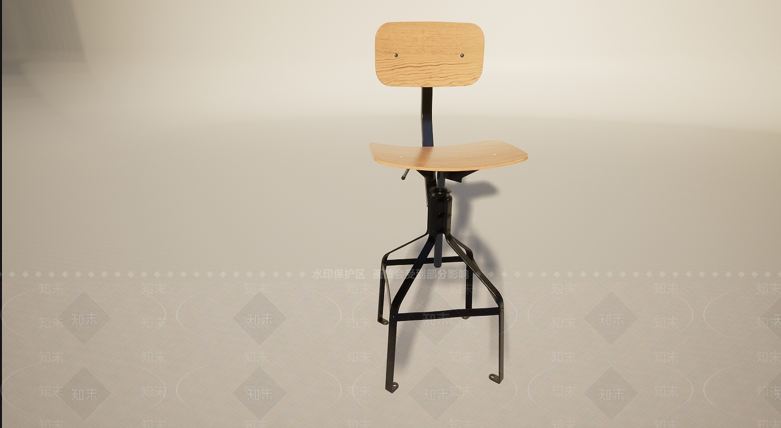 工业风铁艺旋转吧台椅3D模型下载【ID:1196012130】