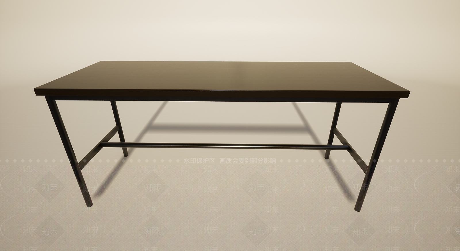 现代简易铁艺长桌办公桌3D模型下载【ID:1196013557】
