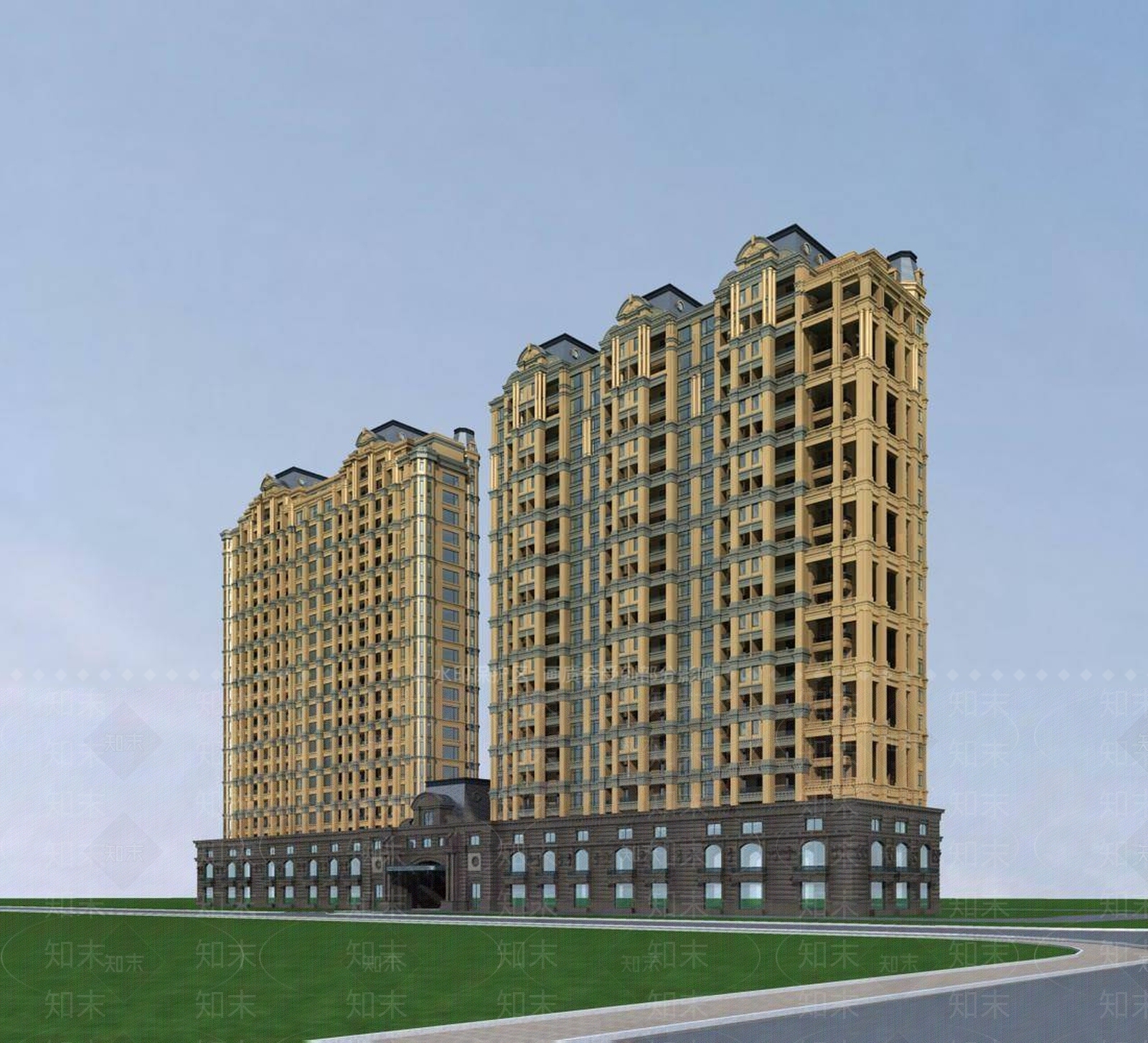 现代高层住宅3D模型下载【ID:1196014415】