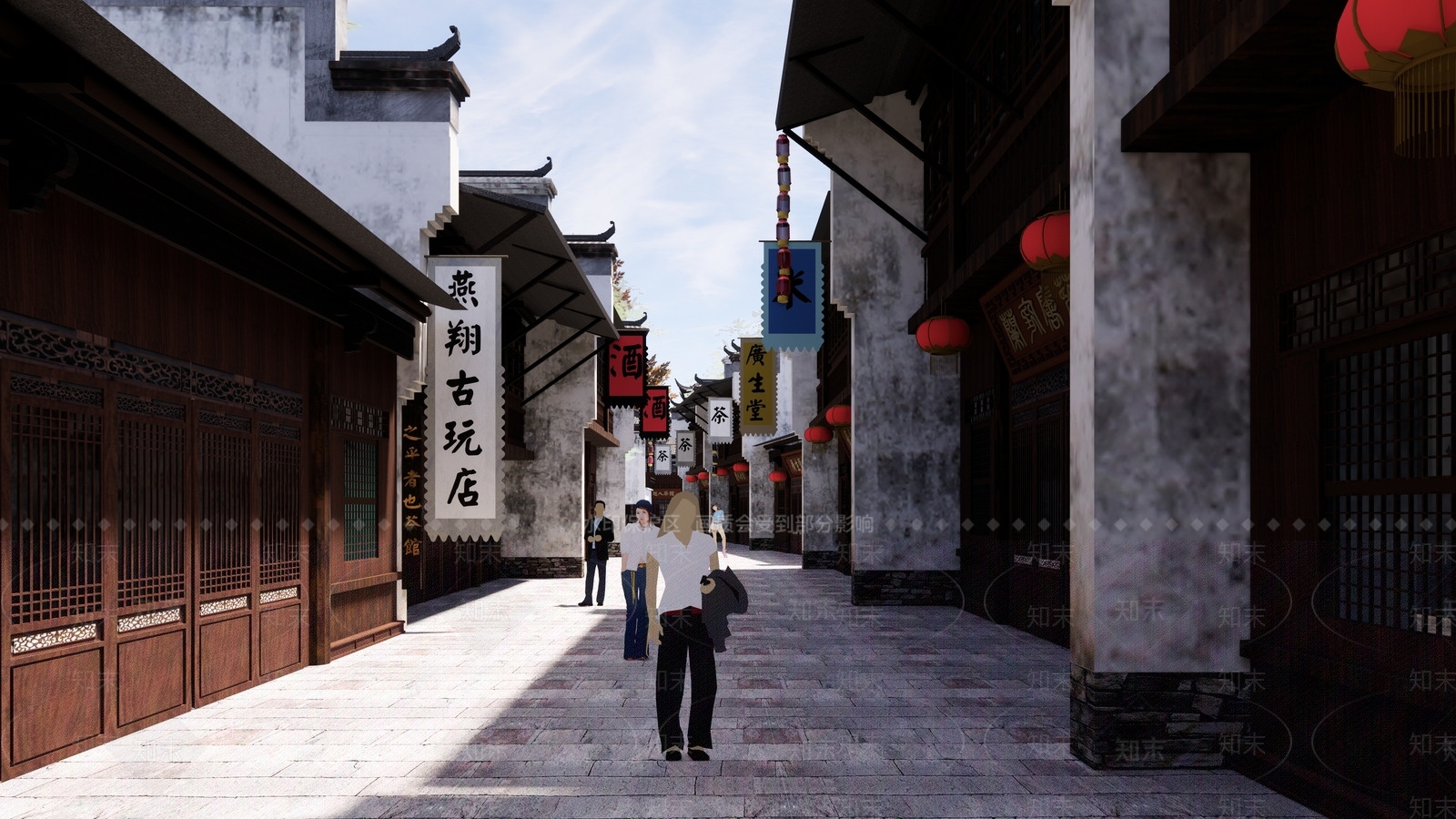新中式中式商业街SU模型下载【ID:1196017293】