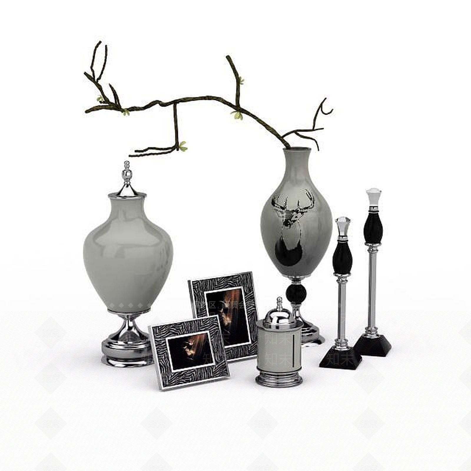 现代花瓶摆设品3D模型下载【ID:1196015627】