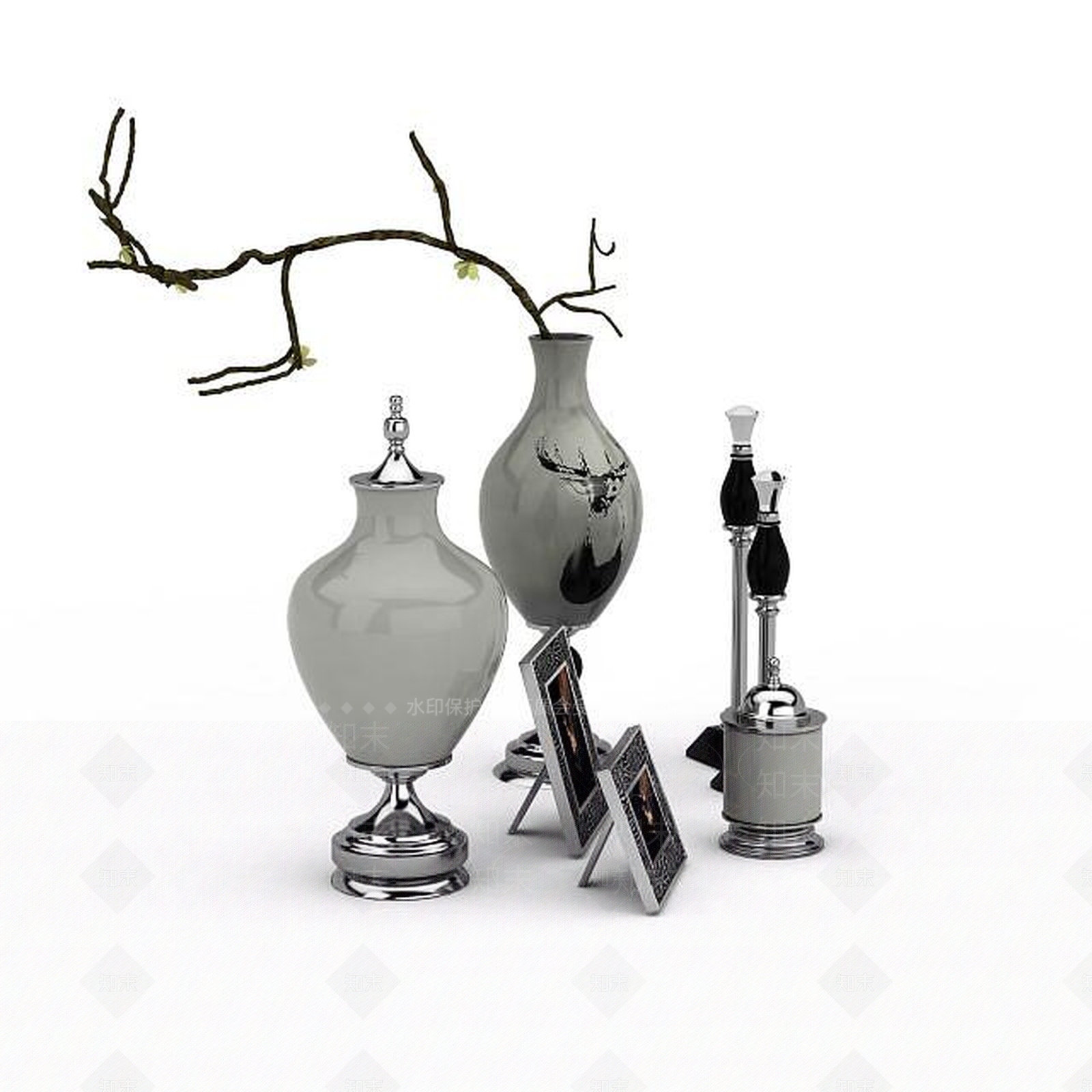现代花瓶摆设品3D模型下载【ID:1196015627】