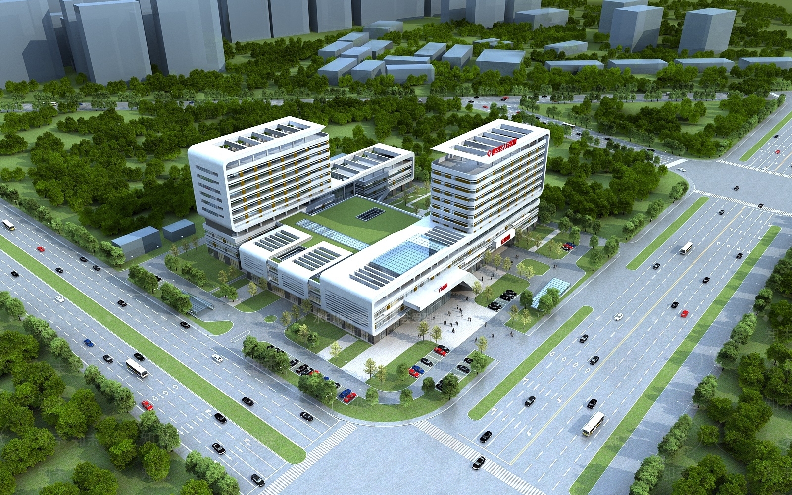 现代医院建筑SU模型下载【ID:1196015974】