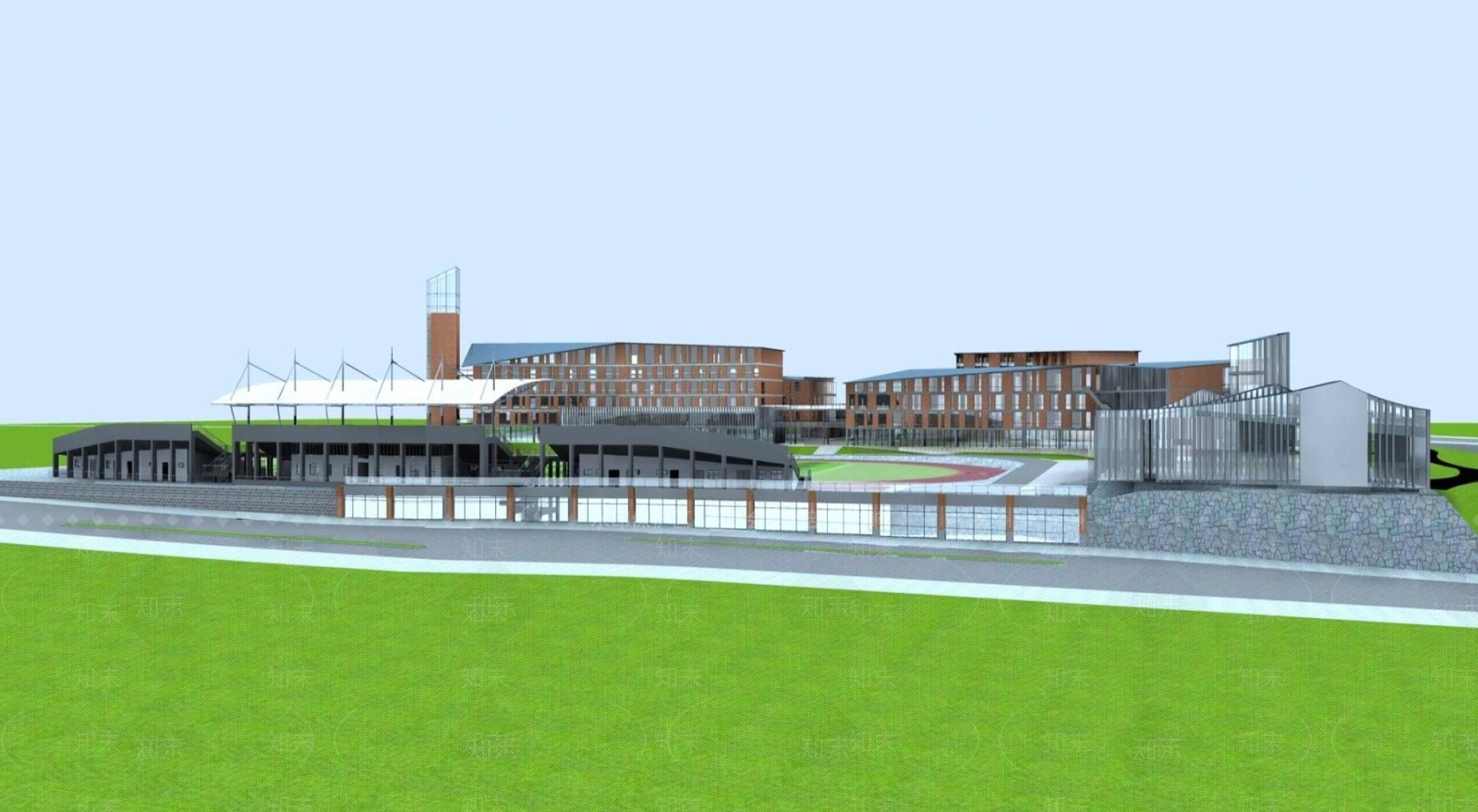 现代学校外观3D模型下载【ID:1196017436】