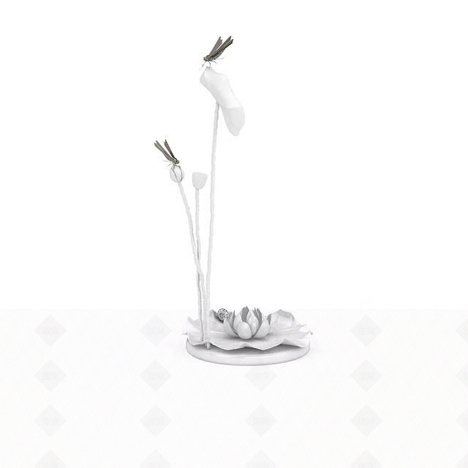 现代蜻蜓荷花摆设3D模型下载【ID:1196017920】