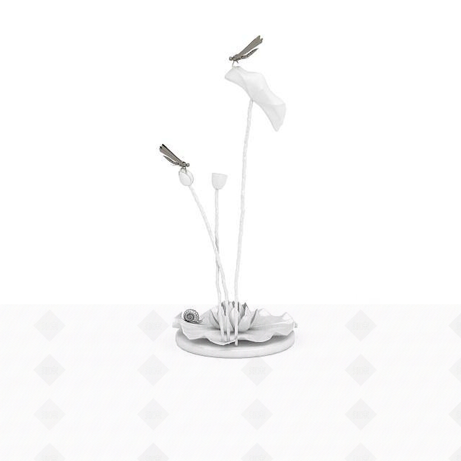 现代蜻蜓荷花摆设3D模型下载【ID:1196017920】