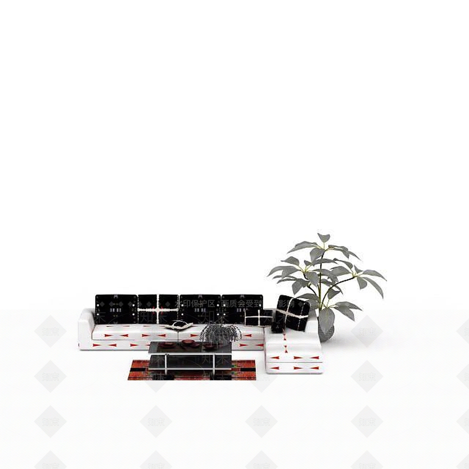 现代皮质沙发组合3D模型下载【ID:1196018532】