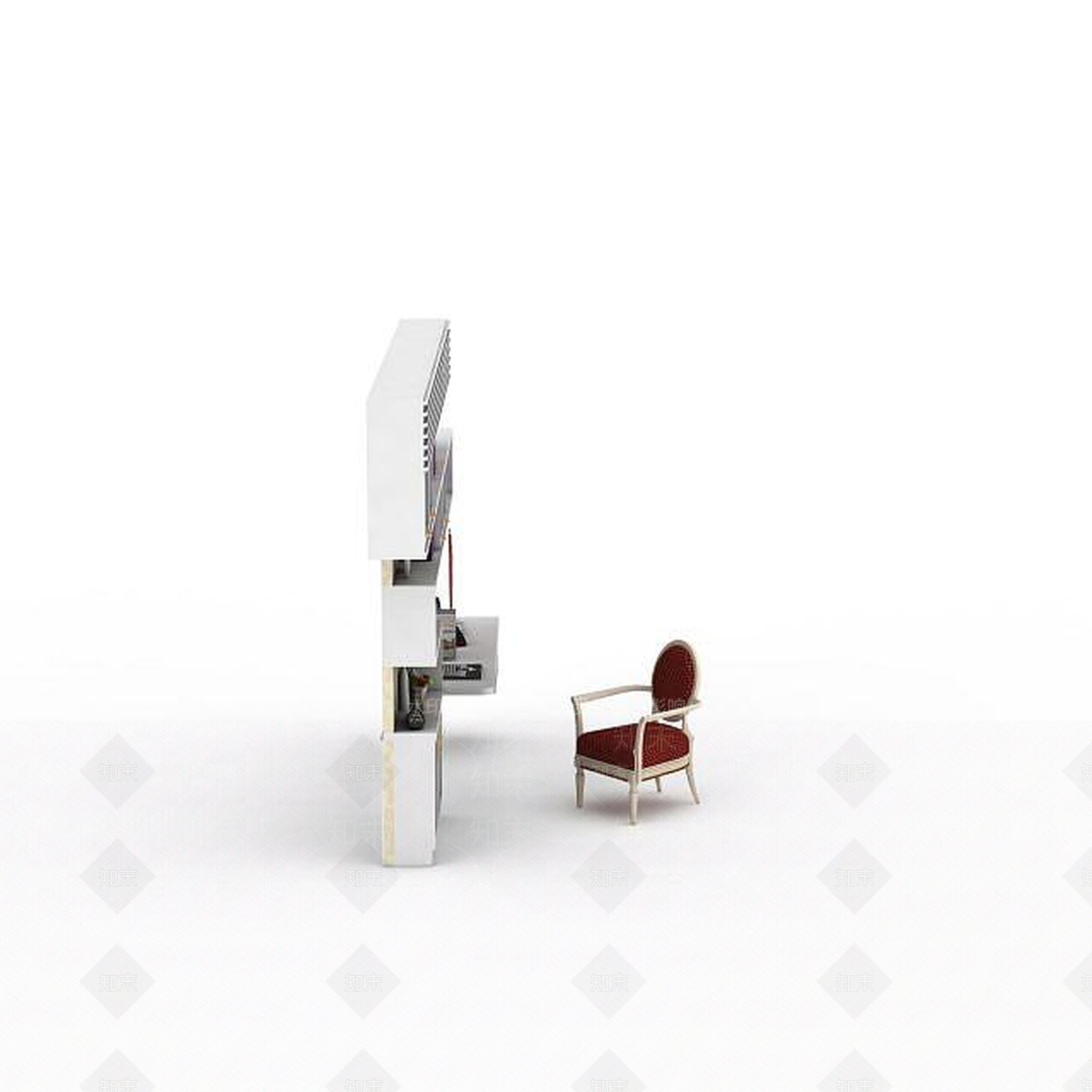 现代白色实木壁柜3D模型下载【ID:1196020503】
