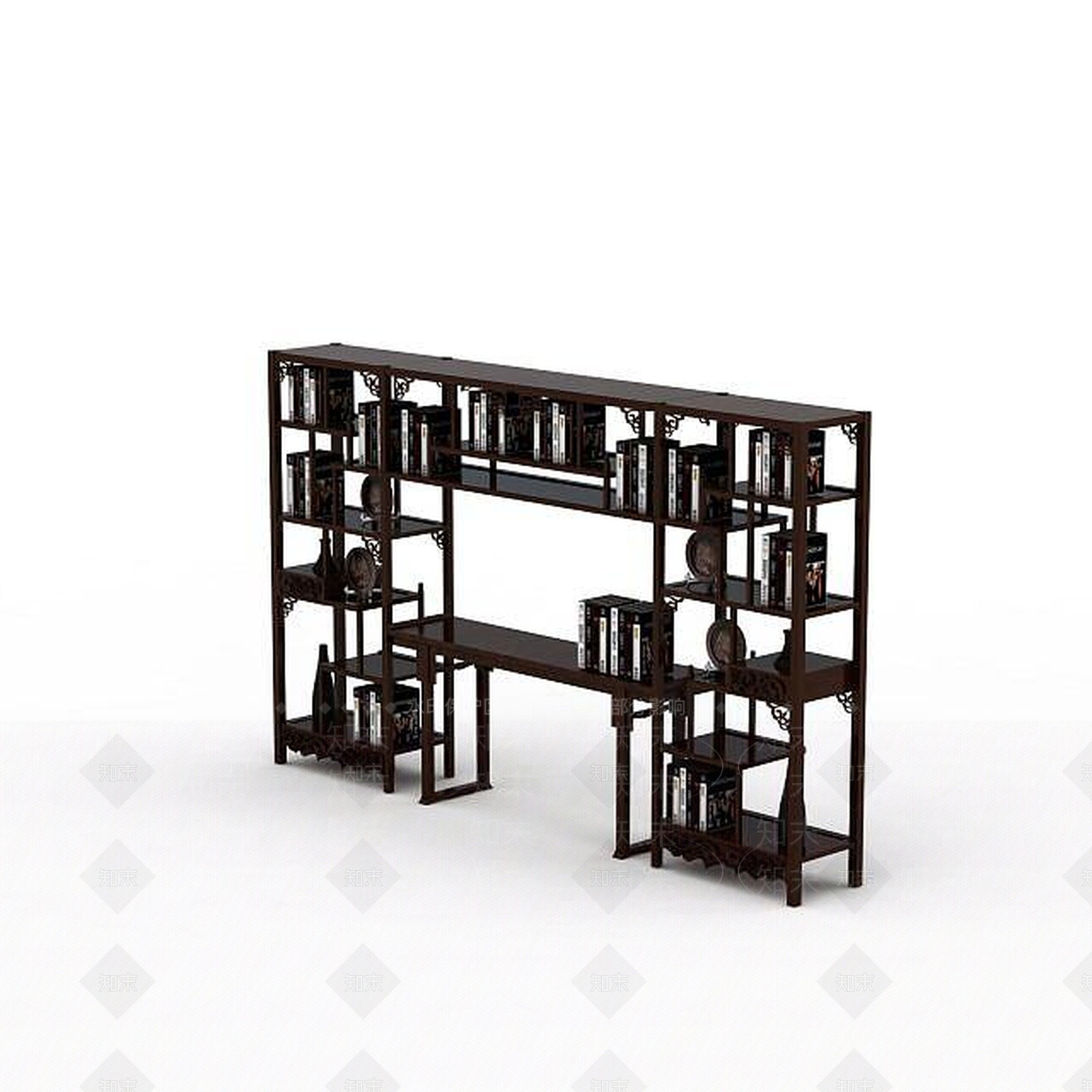 中式复古书架3D模型下载【ID:1196020966】