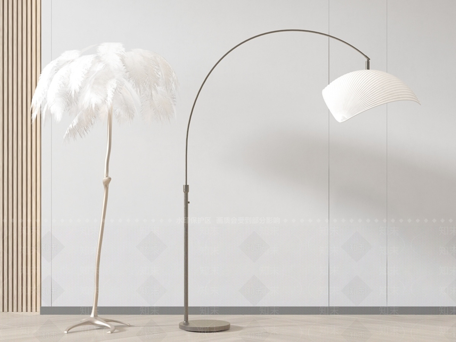 现代家具奶油风落地灯3D模型下载【ID:1196021222】