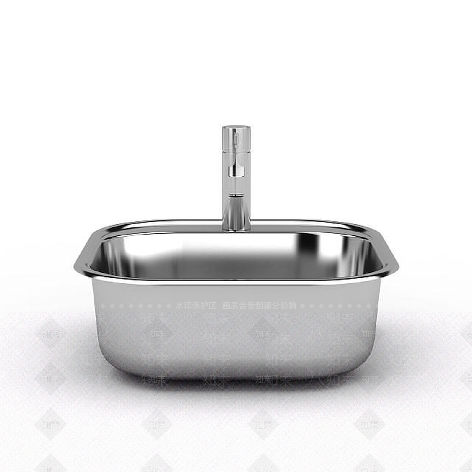 现代厨房不锈钢洗手池3D模型下载【ID:1196021696】