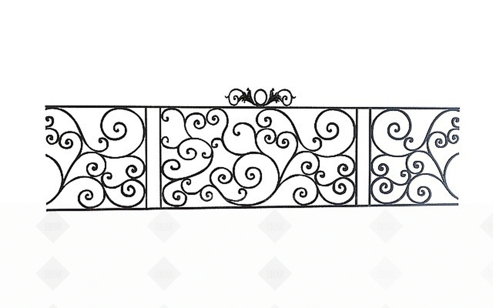 现代大花铁艺栏杆3D模型下载【ID:1196022928】