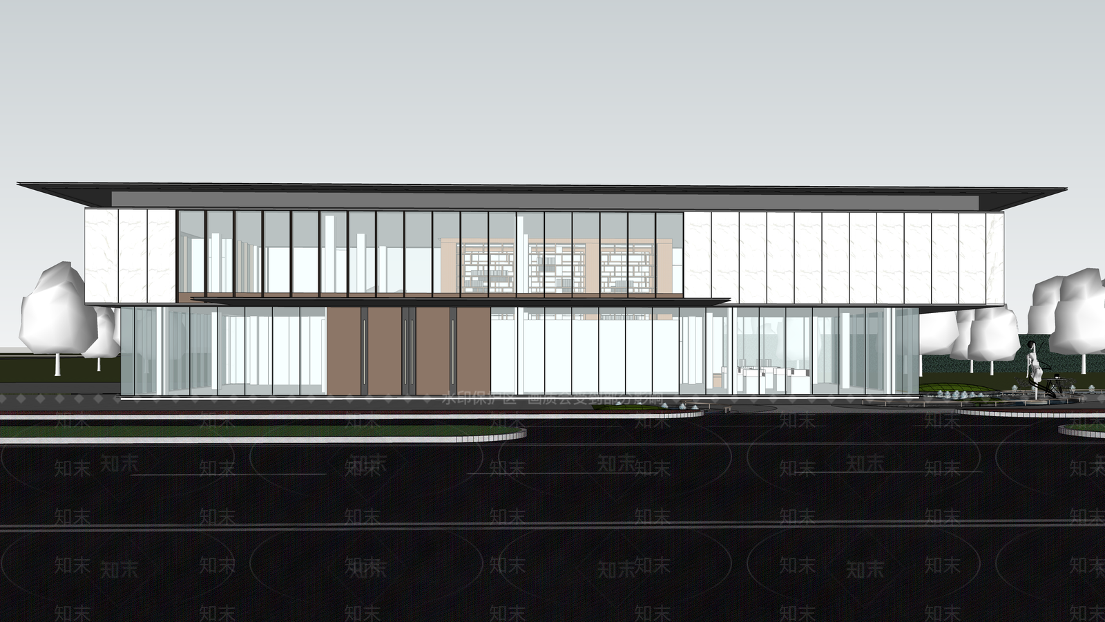 现代售楼处建筑SU模型下载【ID:1196024130】
