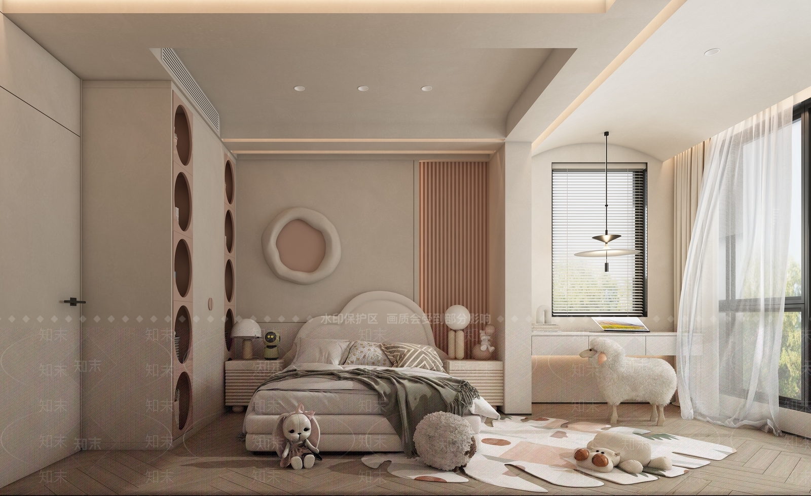 奶油现代通用儿童房3D模型下载【ID:1196025416】