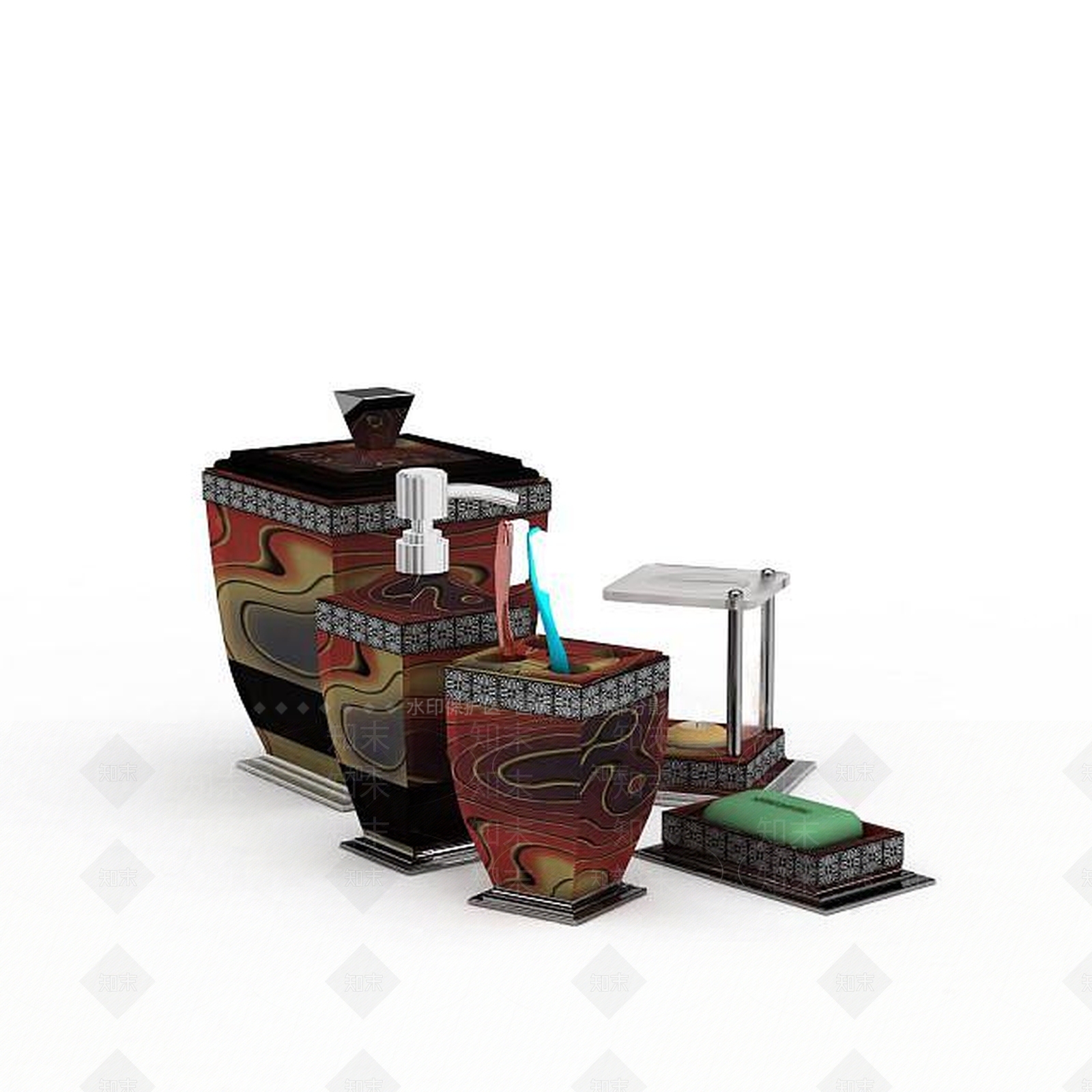 现代浴室洗漱罐3D模型下载【ID:1196026502】