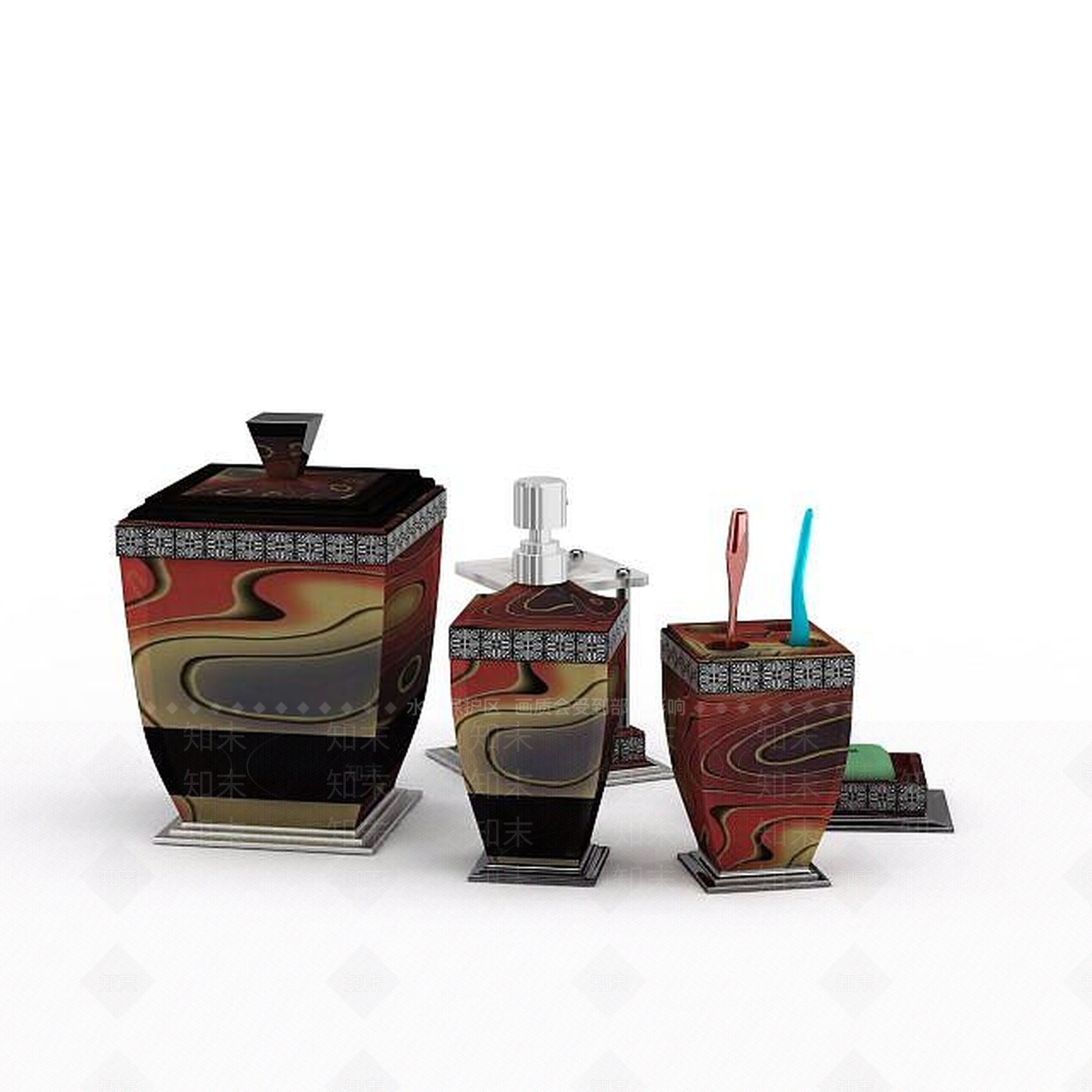 现代浴室洗漱罐3D模型下载【ID:1196026502】