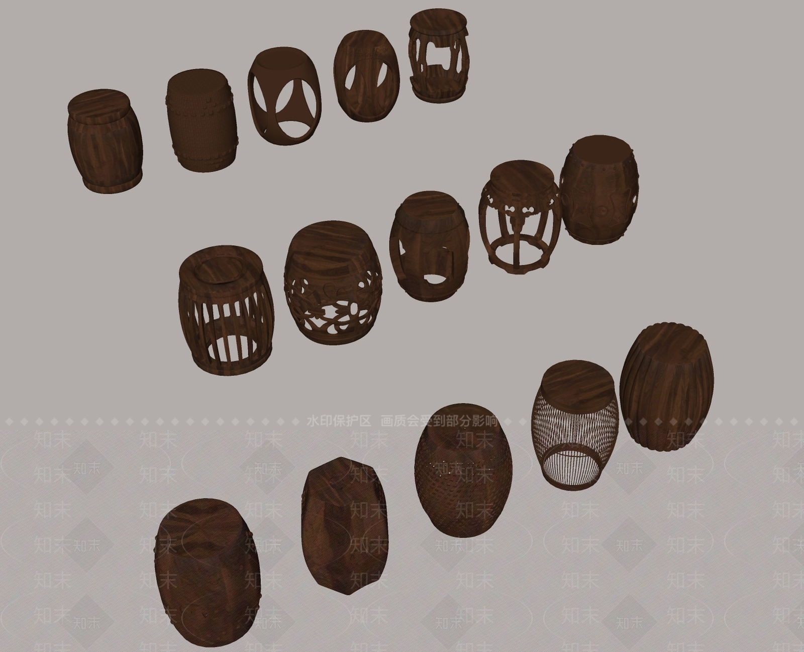 中式复古其他凳子SU模型下载【ID:1196027376】