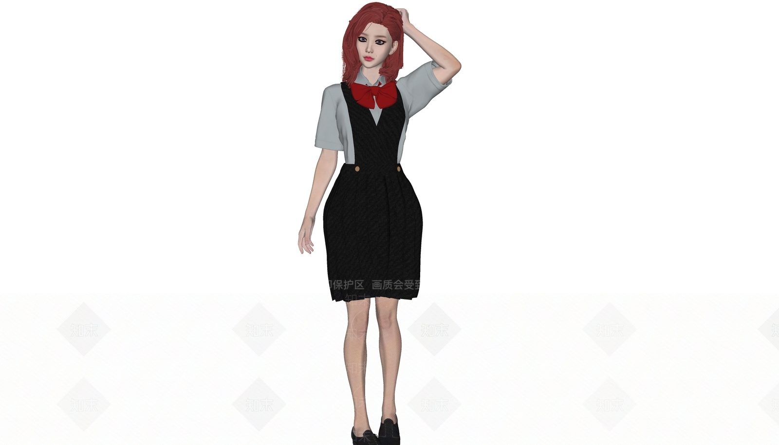 现代女生可爱女孩女服务员3D模型下载【ID:1196028685】