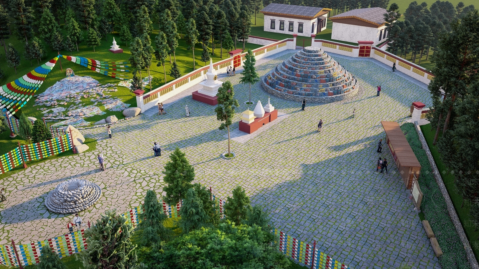 中式广场景观SU模型下载【ID:1196030809】