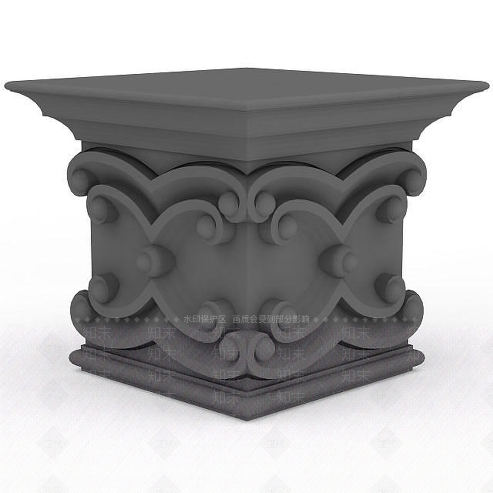 现代雕花柱头构件3D模型下载【ID:1196030448】
