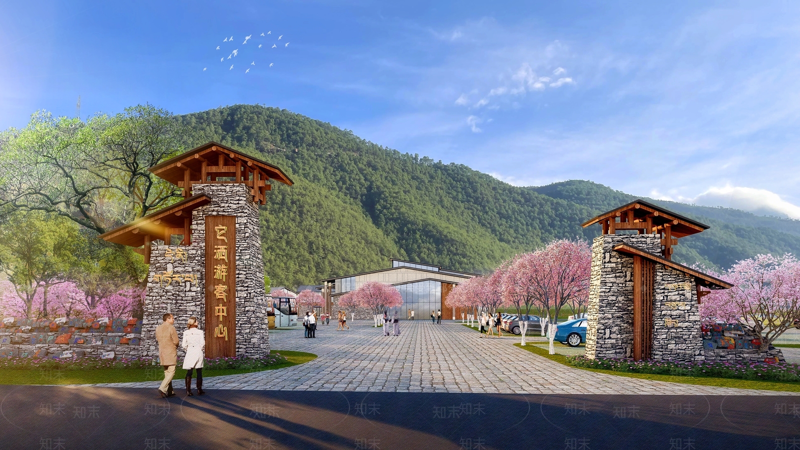 中式入口大门SU模型下载【ID:1196031579】