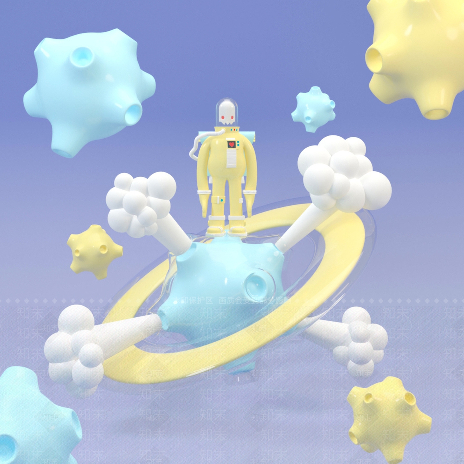 现代陈列摆件卡通太空宇航员3D模型下载【ID:1196032445】