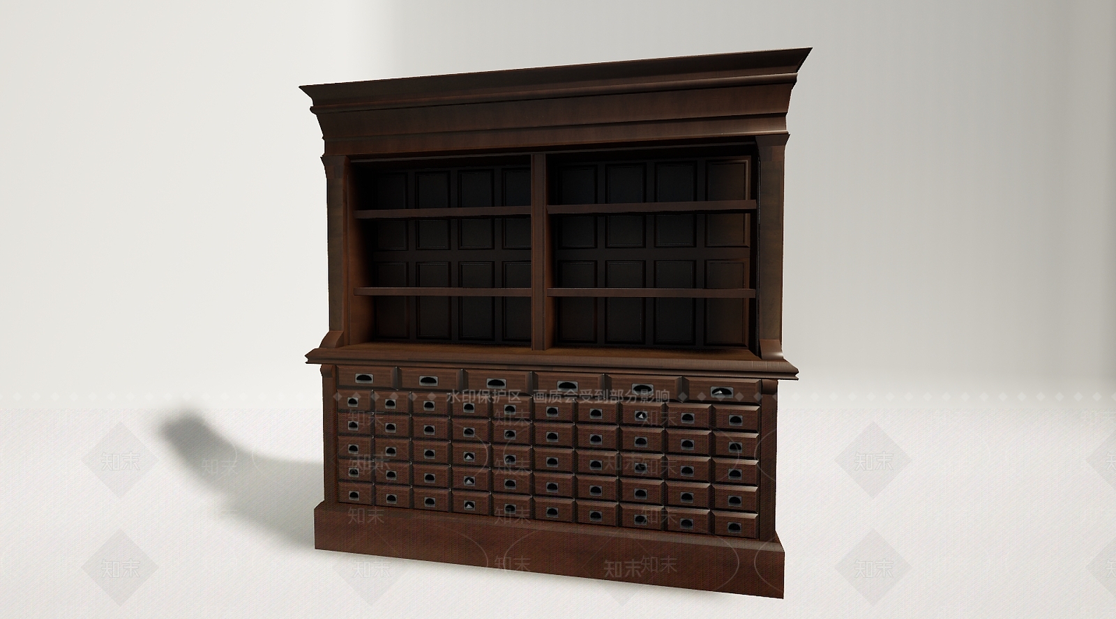 现代复古实木抽屉中药柜子3D模型下载【ID:1196032457】