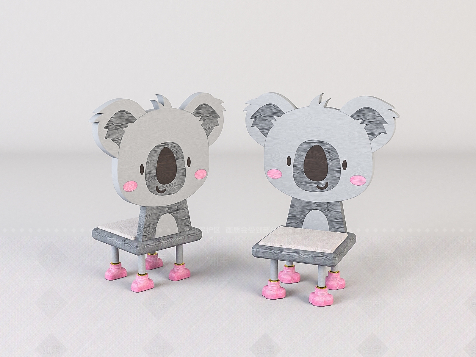 现代卡通动物儿童座椅3D模型下载【ID:1196034916】