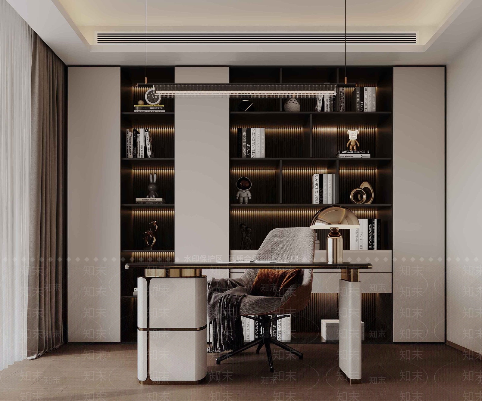 现代意式书房3D模型下载【ID:1196035686】