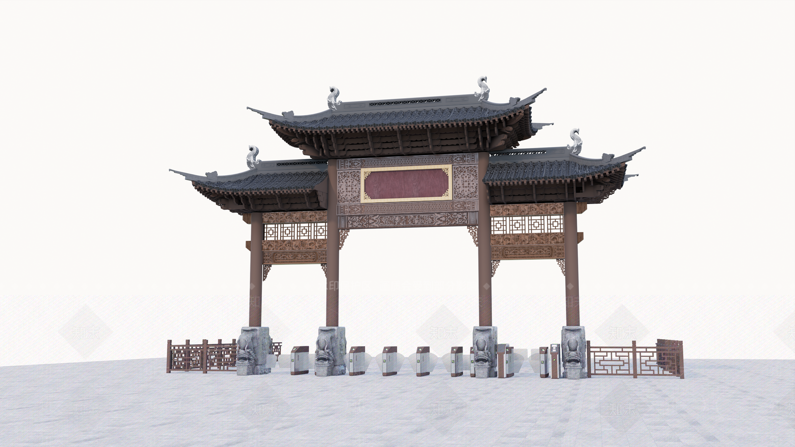 中式牌坊牌楼SU模型下载【ID:1196035694】