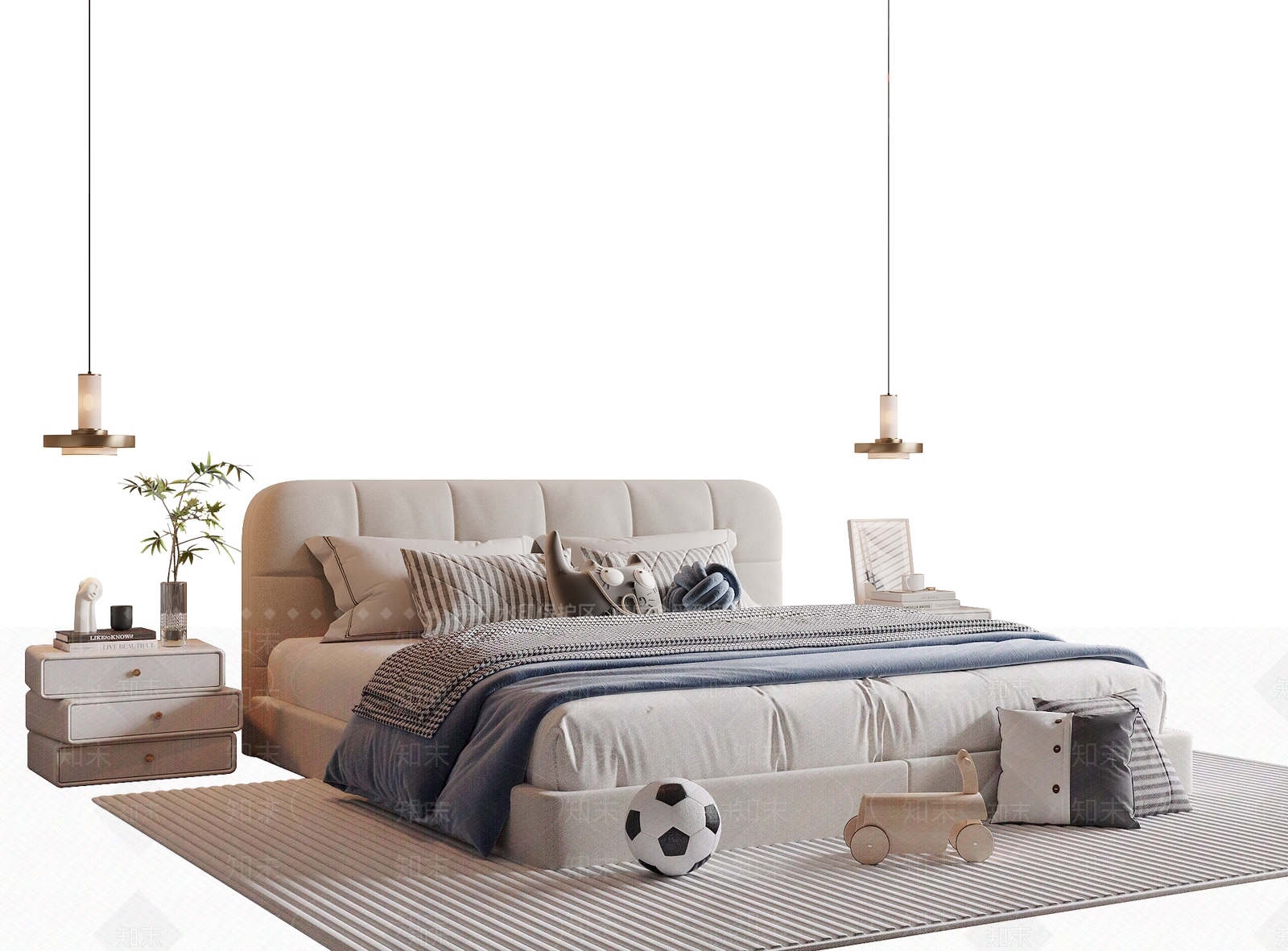 现代儿童床3D模型下载【ID:1196037334】