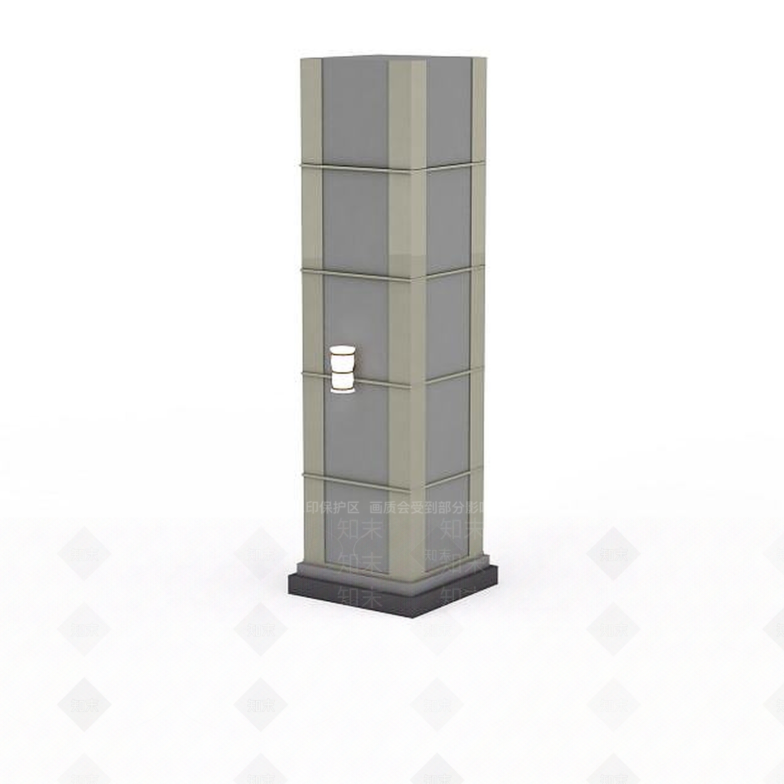 现代大厅水泥柱子3D模型下载【ID:1196038905】
