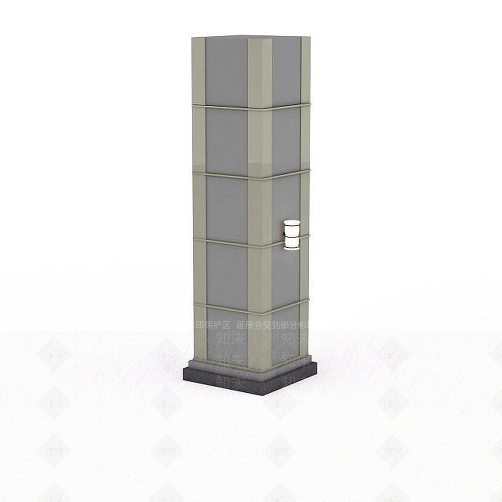 现代大厅水泥柱子3D模型下载【ID:1196038905】