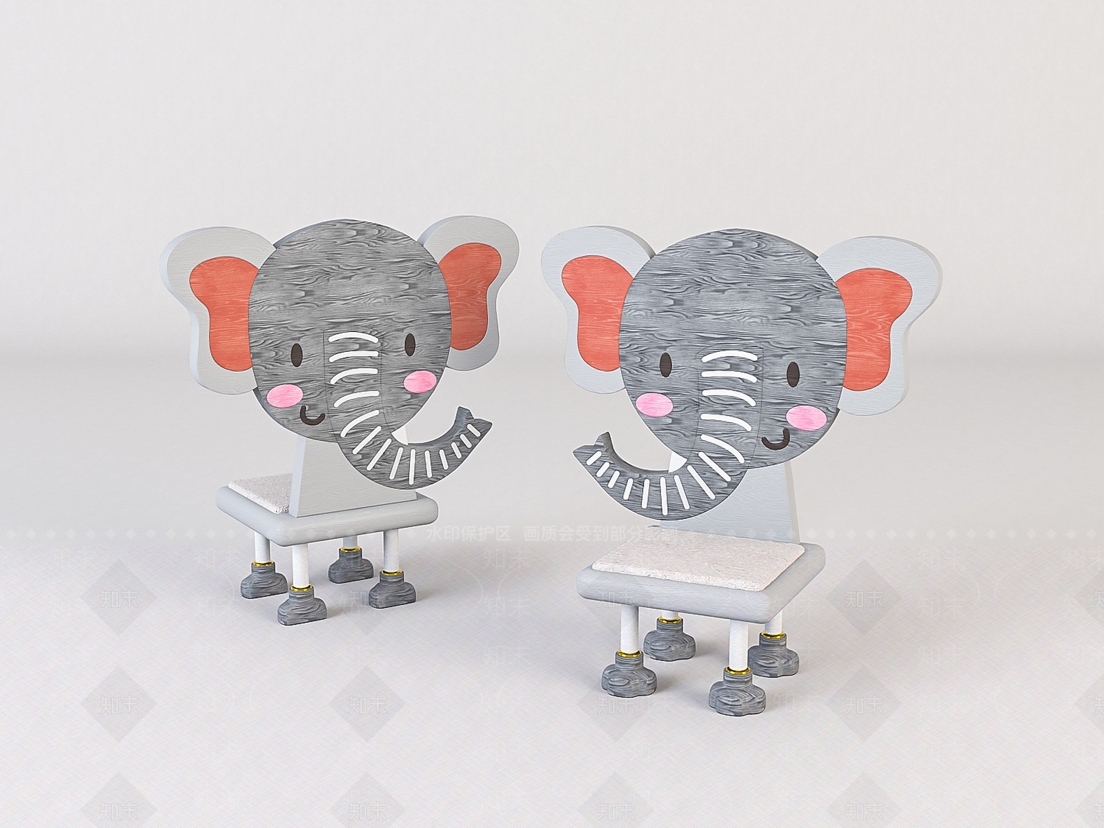 现代卡通儿童座椅3D模型下载【ID:1196040963】