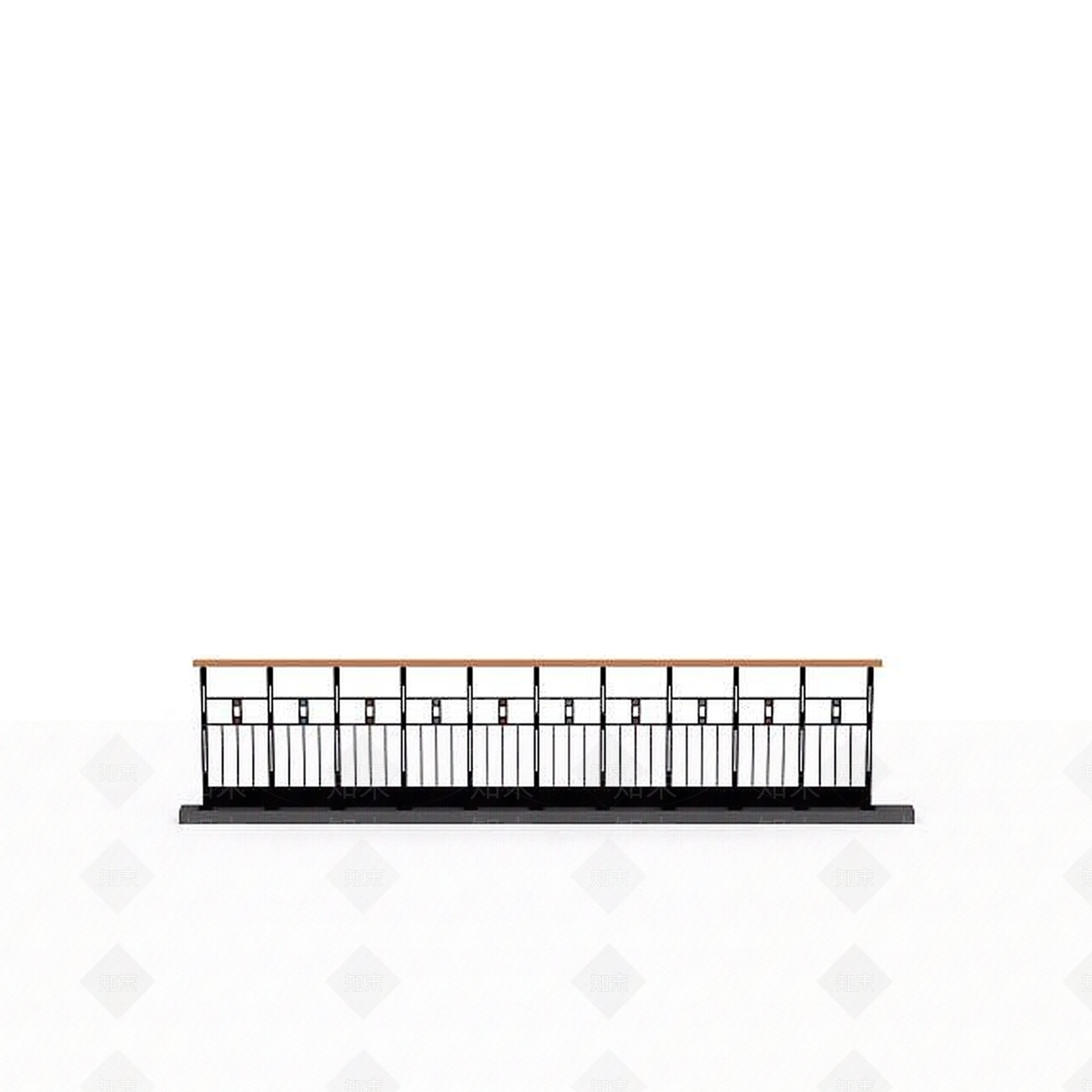 现代铁艺栏杆3D模型下载【ID:1196043322】